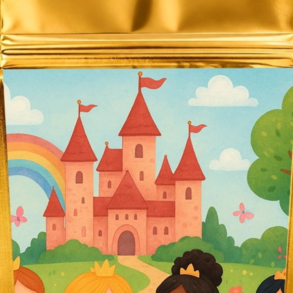 Saco Festa Metalizado Dourado 13x20 Princesas Encantadas - Imagem 4