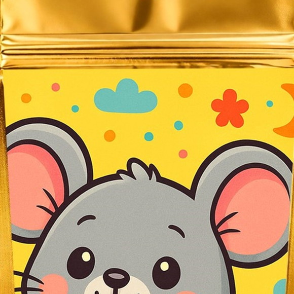 Saco Festa Metalizado Dourado 13x20 Ratinho Fofo - Imagem 4