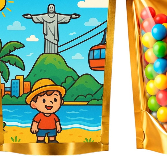 Saco Festa Metalizado Dourado 13x20 Rio de Janeiro - Imagem 5