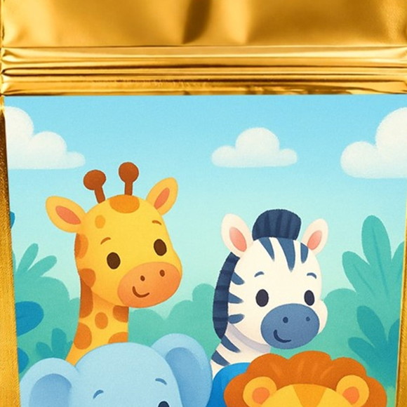 Saco Festa Metalizado Dourado 13x20 Safari Azul - Imagem 4