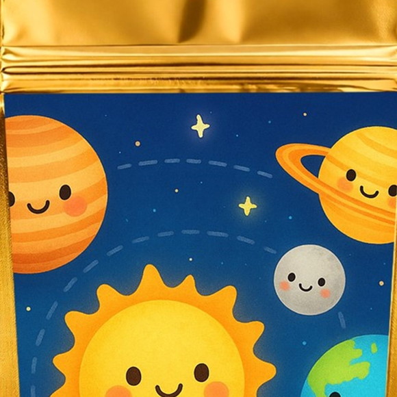 Saco Festa Metalizado Dourado 13x20 Sistema Solar - Imagem 4