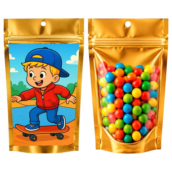 Saco Festa Metalizado Dourado 13x20 Skate Kids