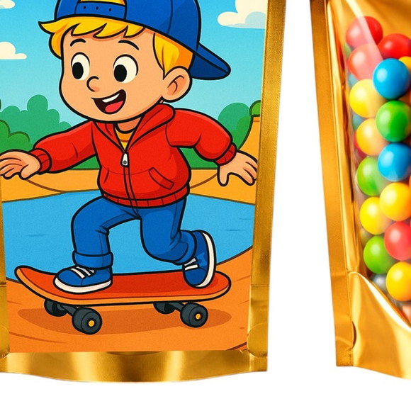 Saco Festa Metalizado Dourado 13x20 Skate Kids - Imagem 5