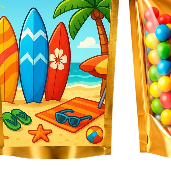 Saco Festa Metalizado Dourado 13x20 Surf - Imagem 5