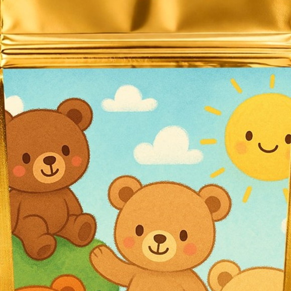 Saco Festa Metalizado Dourado 13x20 Ursinhos - Imagem 4
