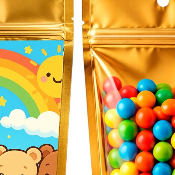 Saco Festa Metalizado Dourado 13x20 Ursinhos Baby - Imagem 3