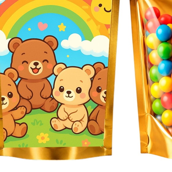 Saco Festa Metalizado Dourado 13x20 Ursinhos Baby - Imagem 5