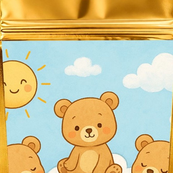 Saco Festa Metalizado Dourado 13x20 Ursinhos na Nuvem - Imagem 4