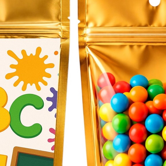 Saco Festa Metalizado Dourado 13x20 Volta às Aulas - Imagem 3