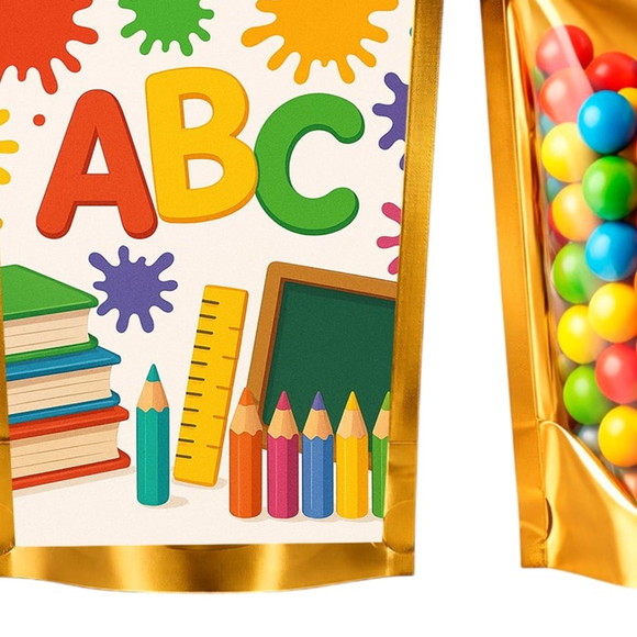 Saco Festa Metalizado Dourado 13x20 Volta às Aulas - Imagem 5