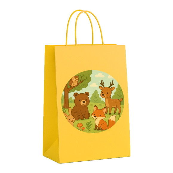 Sacola de Papel Personalizada Infantil Animais da Floresta