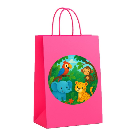 Sacola de Papel Personalizada Infantil Animais Tropicais - Imagem 3