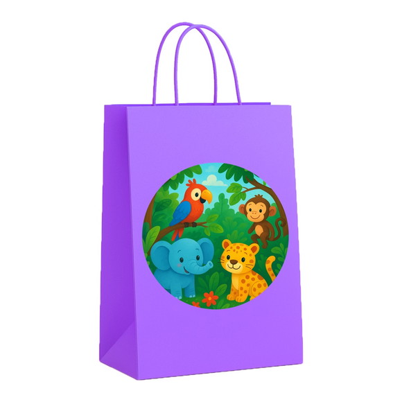 Sacola de Papel Personalizada Infantil Animais Tropicais - Imagem 4