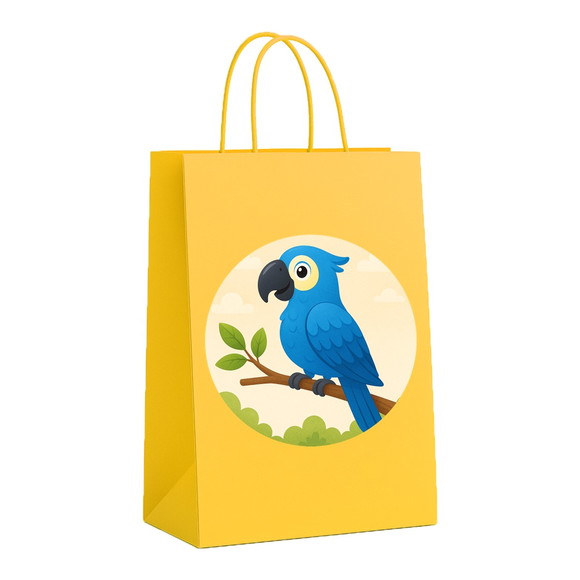 Sacola de Papel Personalizada Infantil Arara Azul