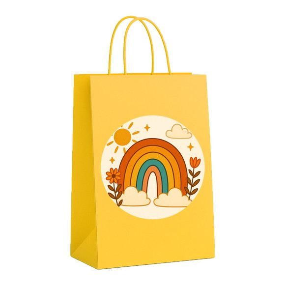 Sacola de Papel Personalizada Infantil Arco-íris Boho
