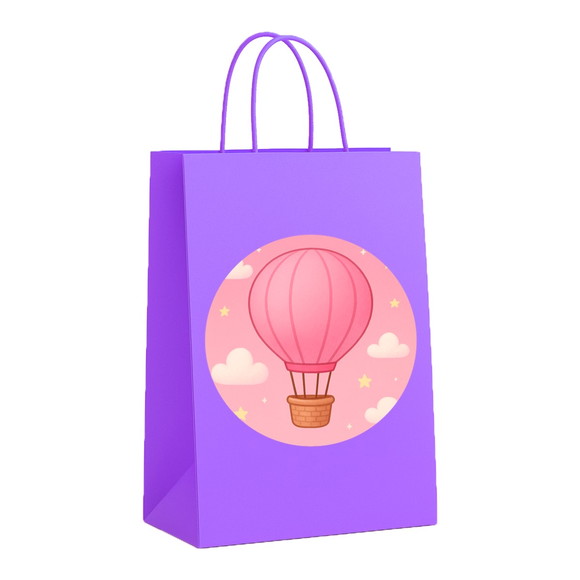Sacola de Papel Personalizada Infantil Balão de Ar Rosa - Imagem 4