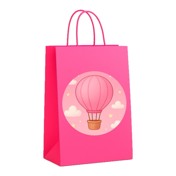 Sacola de Papel Personalizada Infantil Balão de Ar Rosa - Imagem 3