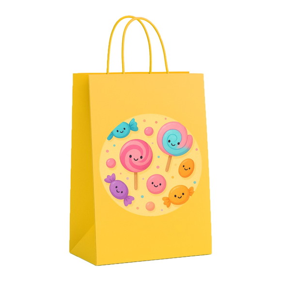 Sacola de Papel Personalizada Infantil Balas e Pirulitos