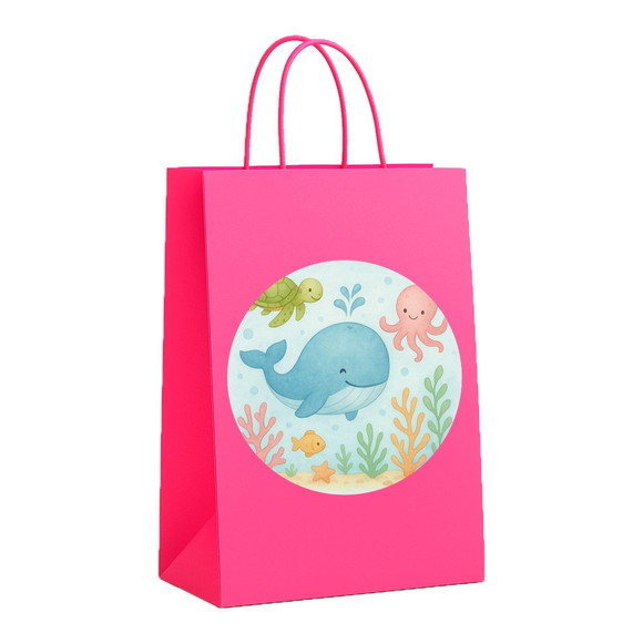 Sacola de Papel Personalizada Infantil Baleia Aquarela - Imagem 3