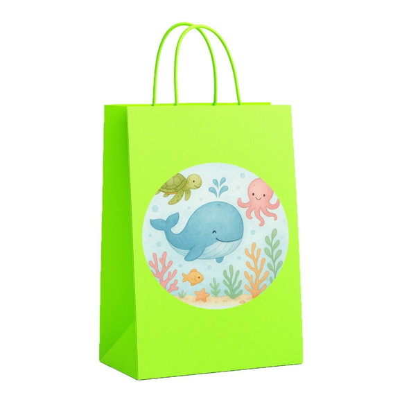 Sacola de Papel Personalizada Infantil Baleia Aquarela - Imagem 5