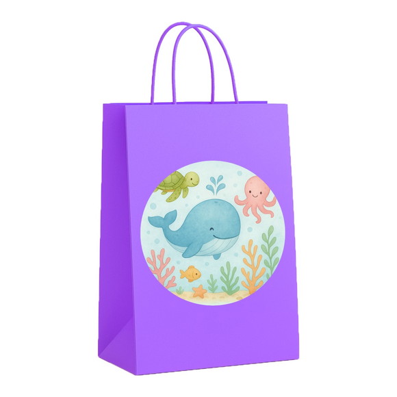 Sacola de Papel Personalizada Infantil Baleia Aquarela - Imagem 4
