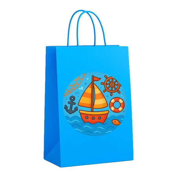 Sacola de Papel Personalizada Infantil Barquinho - Imagem 2