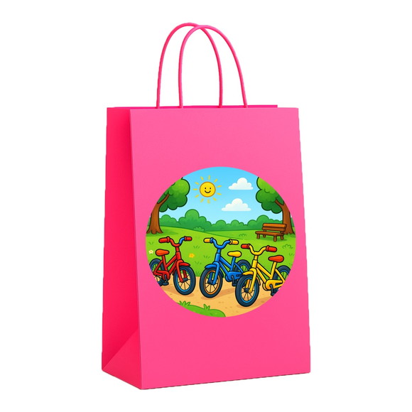 Sacola de Papel Personalizada Infantil Bicicletas Coloridas - Imagem 3