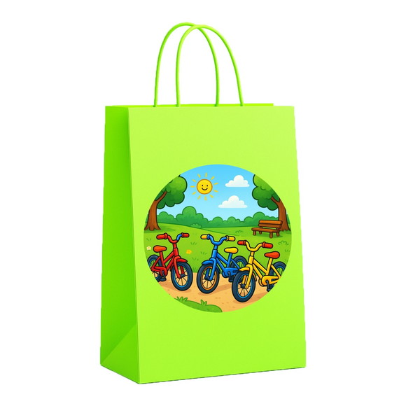 Sacola de Papel Personalizada Infantil Bicicletas Coloridas - Imagem 5