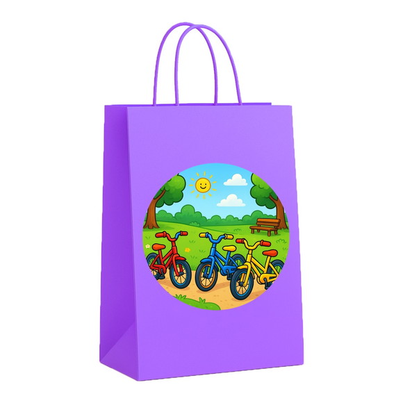 Sacola de Papel Personalizada Infantil Bicicletas Coloridas - Imagem 4