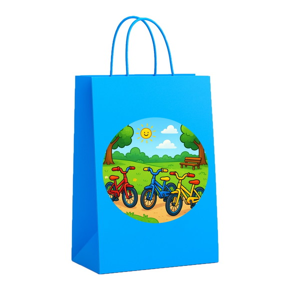 Sacola de Papel Personalizada Infantil Bicicletas Coloridas - Imagem 2