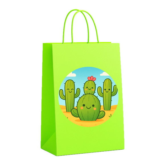 Sacola de Papel Personalizada Infantil Cactos Fofos - Imagem 5