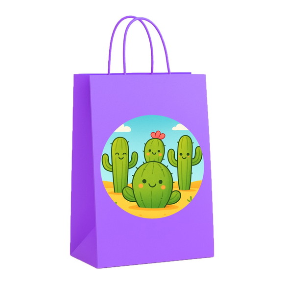 Sacola de Papel Personalizada Infantil Cactos Fofos - Imagem 4