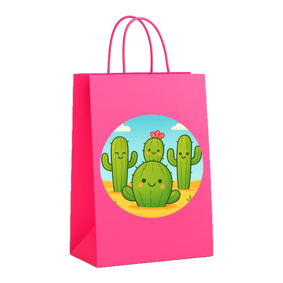 Sacola de Papel Personalizada Infantil Cactos Fofos - Imagem 3