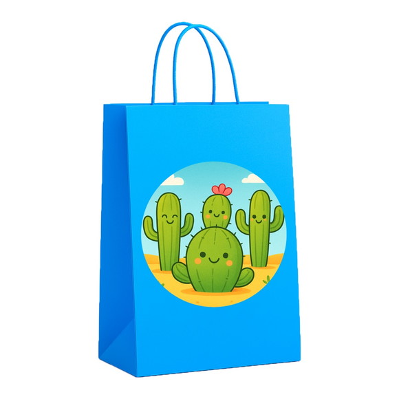 Sacola de Papel Personalizada Infantil Cactos Fofos - Imagem 2