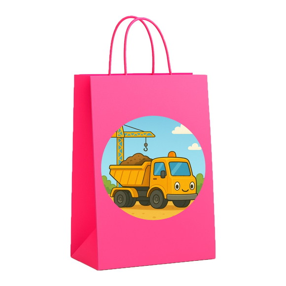 Sacola de Papel Personalizada Infantil Caminhão Caçamba - Imagem 3