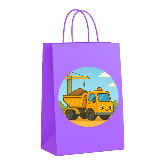 Sacola de Papel Personalizada Infantil Caminhão Caçamba - Imagem 4