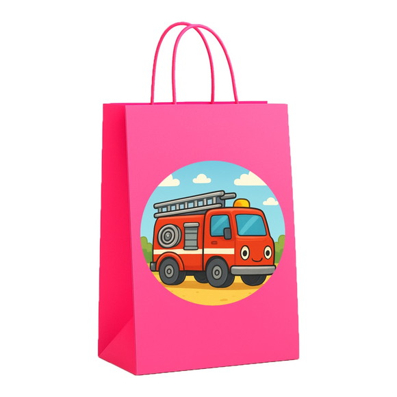 Sacola de Papel Personalizada Infantil Caminhão de Bombeiro - Imagem 3