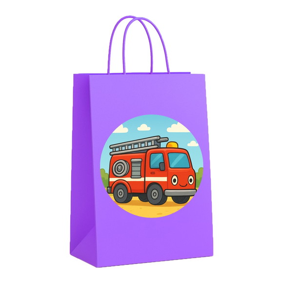Sacola de Papel Personalizada Infantil Caminhão de Bombeiro - Imagem 4