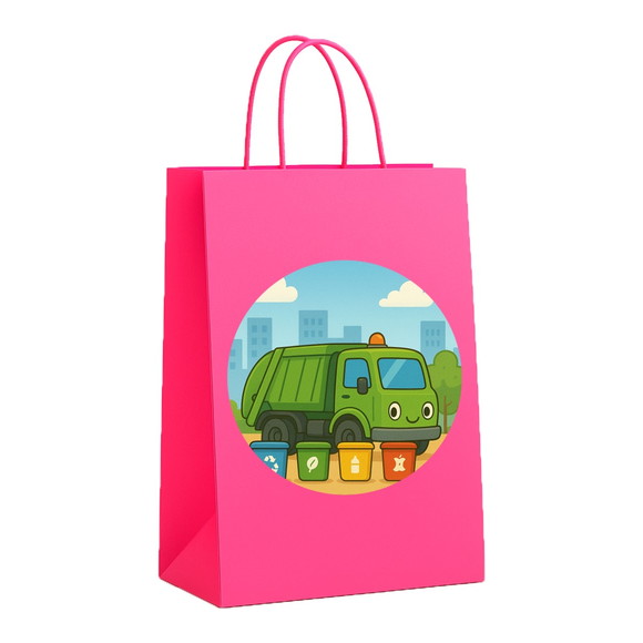 Sacola de Papel Personalizada Infantil Caminhão de Lixo - Imagem 3