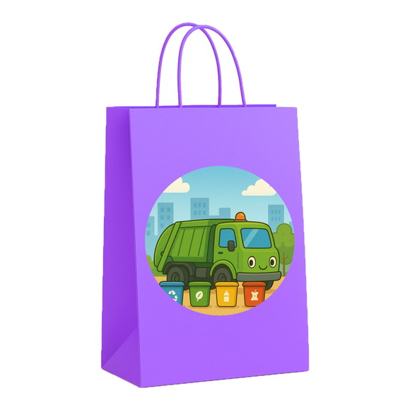 Sacola de Papel Personalizada Infantil Caminhão de Lixo - Imagem 4