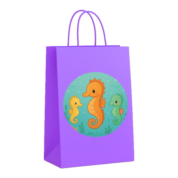 Sacola de Papel Personalizada Infantil Cavalos Marinhos - Imagem 4