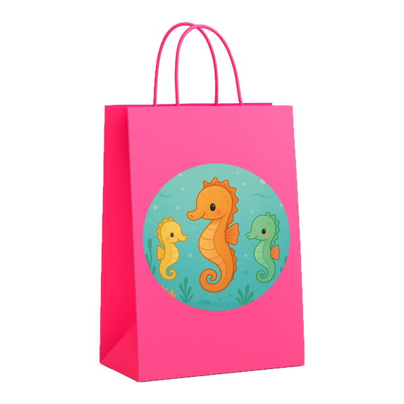 Sacola de Papel Personalizada Infantil Cavalos Marinhos - Imagem 3