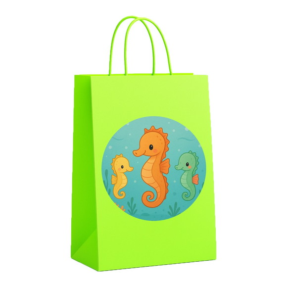 Sacola de Papel Personalizada Infantil Cavalos Marinhos - Imagem 5