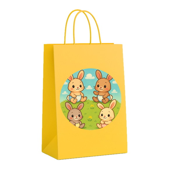 Sacola de Papel Personalizada Infantil Coelhinhos Baby