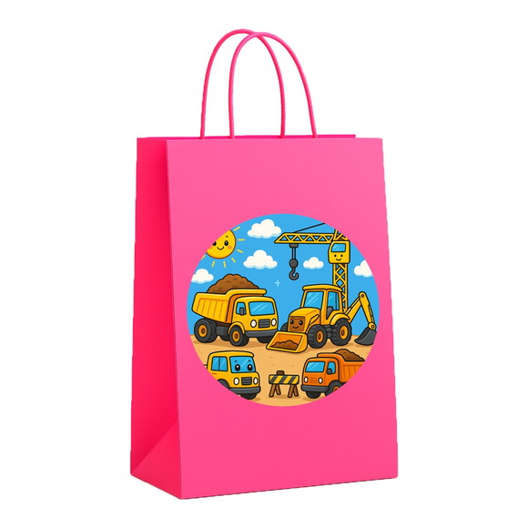 Sacola de Papel Personalizada Infantil Construção Civil - Imagem 3