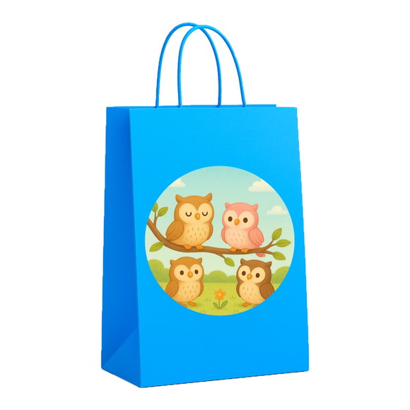 Sacola de Papel Personalizada Infantil Corujinhas - Imagem 2