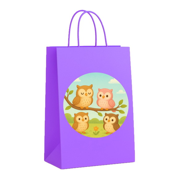 Sacola de Papel Personalizada Infantil Corujinhas - Imagem 4