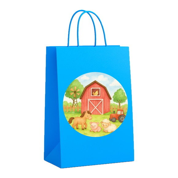 Sacola de Papel Personalizada Infantil Fazendinha Aquarela - Imagem 2