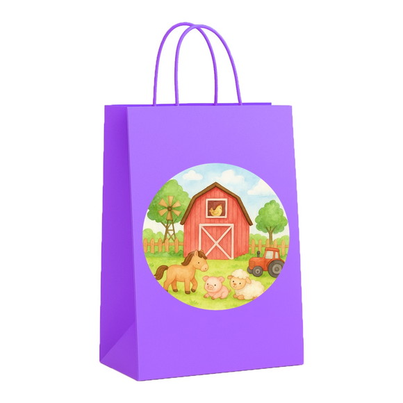 Sacola de Papel Personalizada Infantil Fazendinha Aquarela - Imagem 4