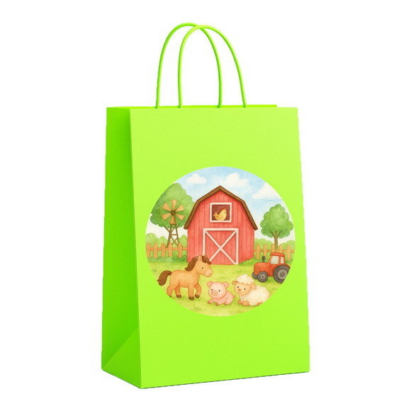 Sacola de Papel Personalizada Infantil Fazendinha Aquarela - Imagem 5